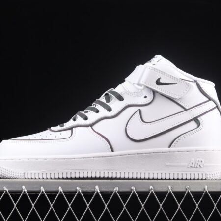 NIKE Air Force 1' 07 Mid laser white 3M reflective medium-help leisure sports board shoes 368742-810
