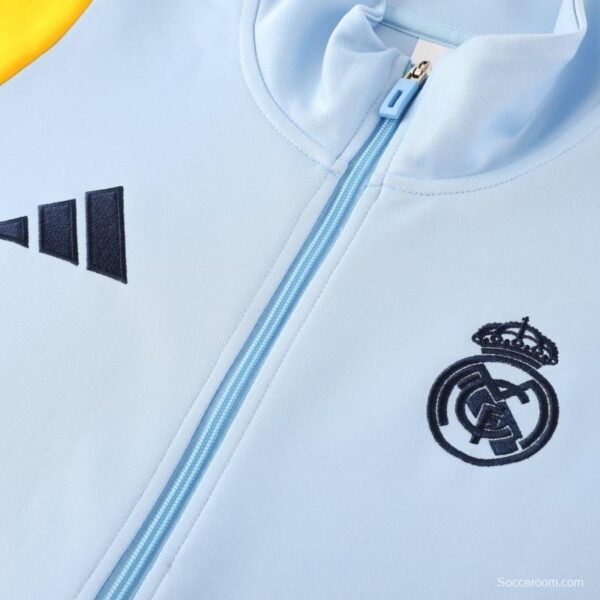 24/25 Real Madrid Light Blue/Yellow Full Zipper Jacket +Long Pants - Image 10