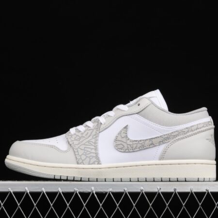 Air Jordan 1 Low Prm Elephant Print low side white ash explosion crack DH4269-100