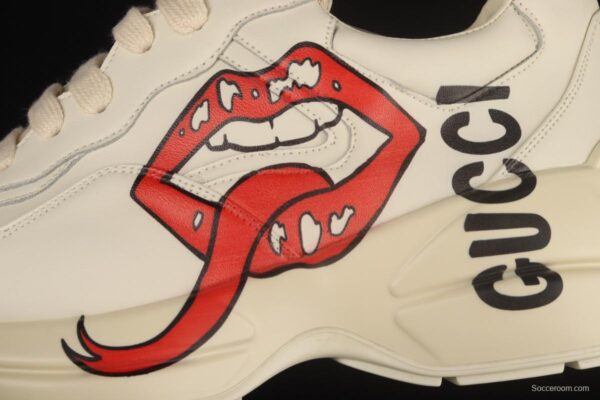 Gucci Rhyton Vintage Trainer Sneaker Gucci daddy 5D leather horn retro jogging daddy shoes DRW009522 - Image 6