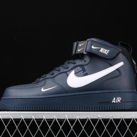 NIKE Air Force 1 Mid'07 Lv8 navy blue simple edition OW letter casual board shoes 804609-403
