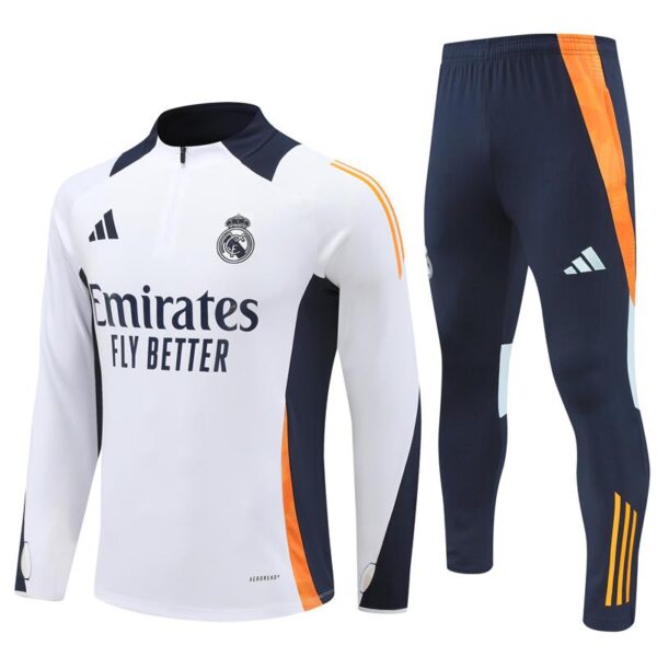 24/25 Kids Real Madrid White Half Zipper Jacket+Long Pants - Image 18