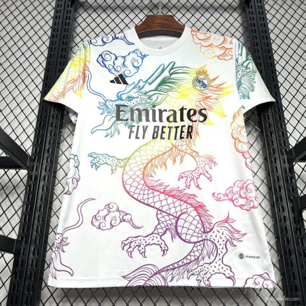 24/25 Real Madrid White Multi-Color Dragon Special Jersey - Image 5
