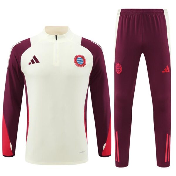 24/25 Kids Bayern Munich Light Yellow/Wine Half Zipper Jacket+Long Pants - Image 19