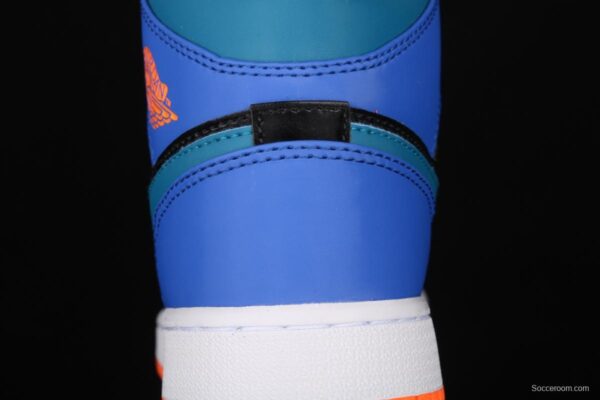 Air Jordan 1 Mid lacquered leather black blueberry Zhongbang basketball shoes 554725-440 - Image 6