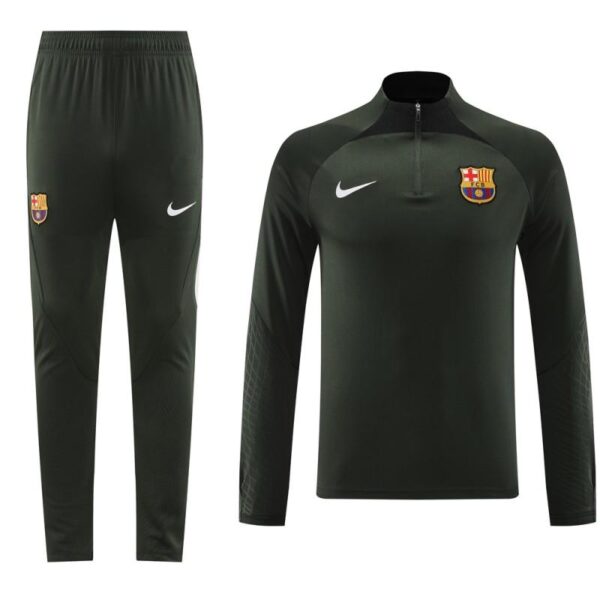 23/24 Barcelona Dark Green Half Zipper Jacket+Pants - Image 3