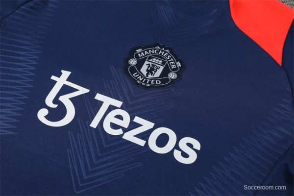 24/25 Kids Manchester United Navy Half Zipper Jacket+Long Pants - Image 12