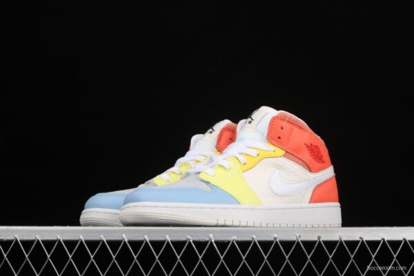 Air Jordan 1 Mid color stitching basketball shoes DJ6908-100 - Image 14