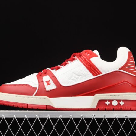 Authentic LV 2021ss early spring fashion catwalk sneakers 410N RED WHITE