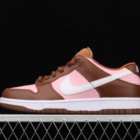 Stussy x SB DUNK Low Pro Cherry cherry pink brown skateboard shoes with low uppers 304292-671
