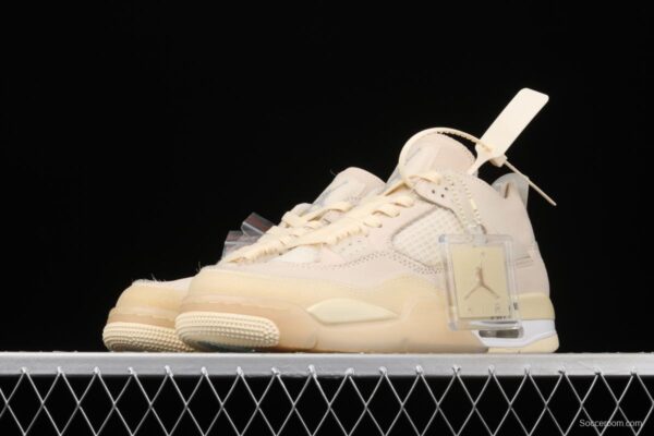 OFF-White x Air Jordan 4 Retro Cream/Sail help retro leisure sports culture basketball shoes CV9388-100 - Image 14