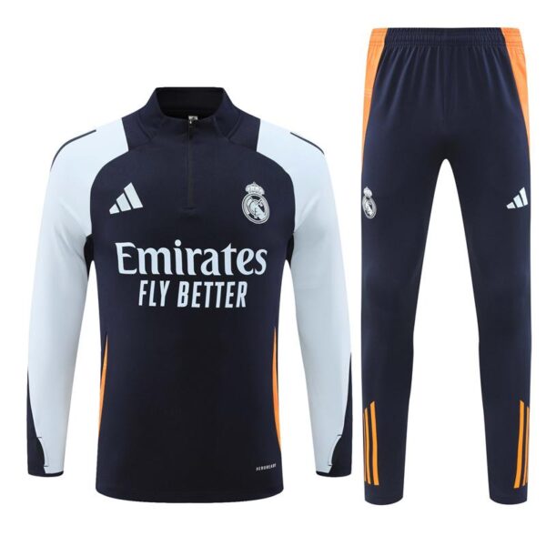24/25 Real Madrid White/Navy Half Zipper Jacket+Long Pants - Image 19