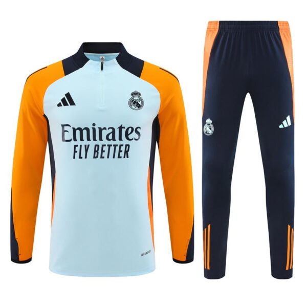 24/25 Real Madrid Light Blue/Orange Half Zipper Jacket+Long Pants - Image 19