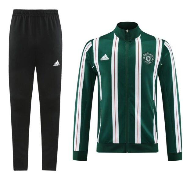 23/24 Manchester United Green White Stripe Full Zipper Jacket+Pants - Image 13