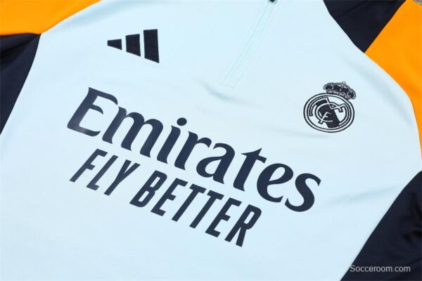 24/25 Real Madrid Light Blue/Orange Half Zipper Jacket+Long Pants - Image 12