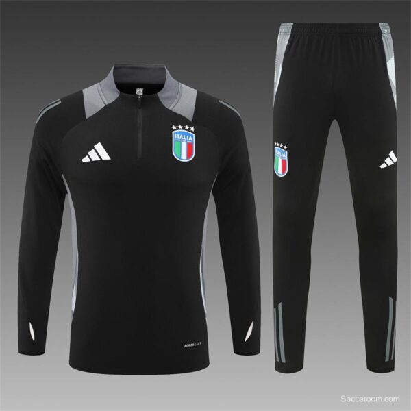2024 Italy Black Half Zipper Jacket+Long Pants - Image 18