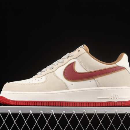 NIKE Air Force 1x07 SU19 rice white Chinese red suede low-top casual board shoes QZ3068-226