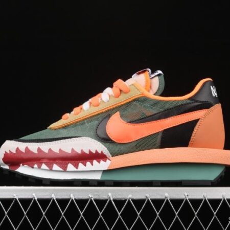 BAPE Shark Mouth x Sacai x Nike LVD Waffle Daybreak co-signed catwalk style double hook Swoosh running shoes BV0073-081
