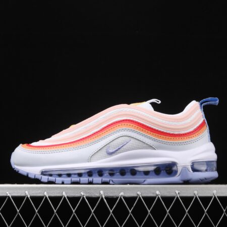 NIKE Air Max 97 overseas limited color matching purple-orange-red reflective bullet air cushion running shoes CW5588-001