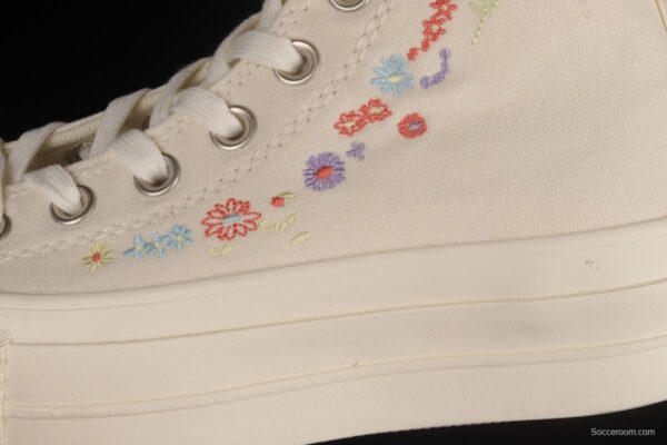 Converse All Star Lift Embroidered Flowers Platform Shoes A01586C - Image 7