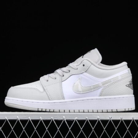 Air Jordan 1 Low GS low-top white gray camouflage low-top basketball shoes DD3234-100