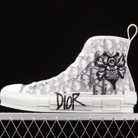 Authentic Dior B23 Oblique High Top Sneakers Dior CD ghosting high upper board shoes 3SH118YJR 063 White/Black