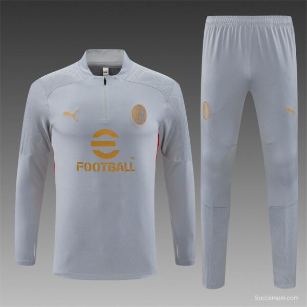 24/25 AC Milan Grey Half Zipper Jacket+Long Pants - Image 19