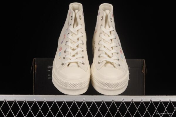 Converse All Star Lift Embroidered Flowers Platform Shoes A01586C - Image 12