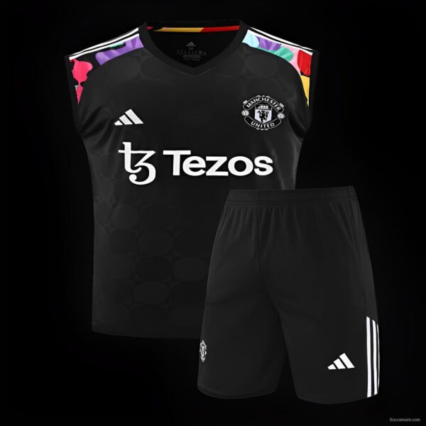 24/25 Manchester United Black Vest Jeresy+Shorts - Image 22