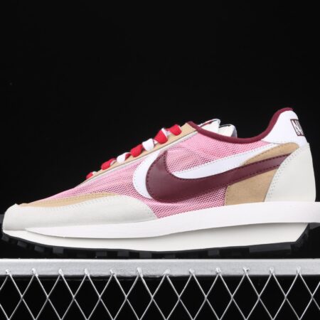 Sacai x NIKE LVD Waffle Daybreak co-signed catwalk style net gauze leather splicing double hook Swoosh running shoes BV0073-700