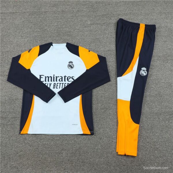 24/25 Real Madrid Light Blue/Navy/Orange Half Zipper Jacket+Long Pants - Image 15