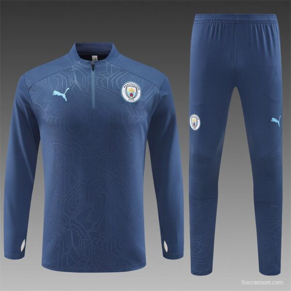 24/25 Manchester City Navy Half Zipper Jacket+Long Pants - Image 16