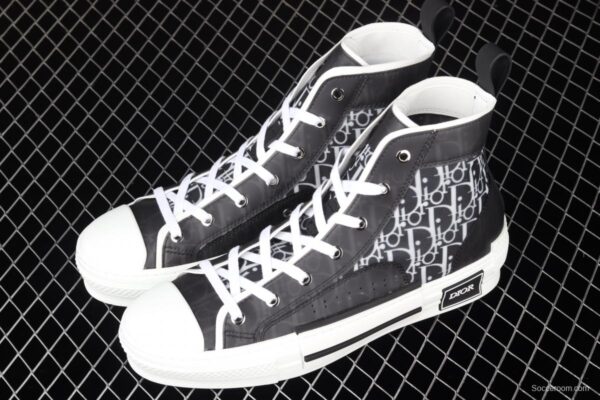 Authentic Dior B23 Oblique High Top Sneakers Dior CD ghosting high upper board shoes 3SH118YJR 063 Black - Image 11