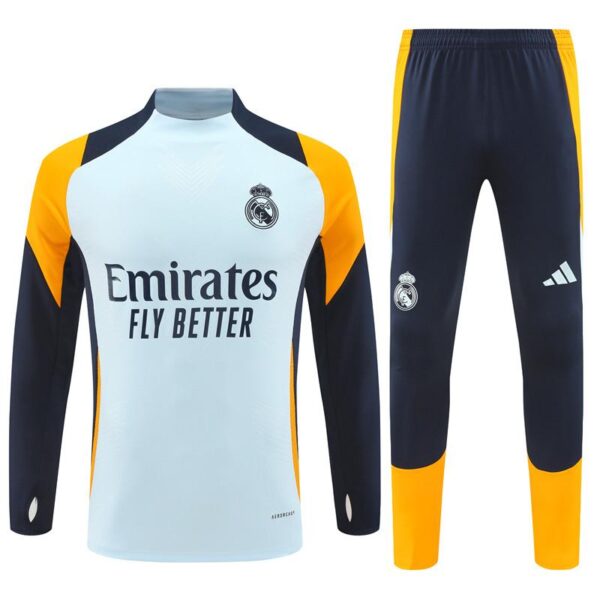 24/25 Real Madrid Light Blue/Navy/Orange Half Zipper Jacket+Long Pants - Image 20