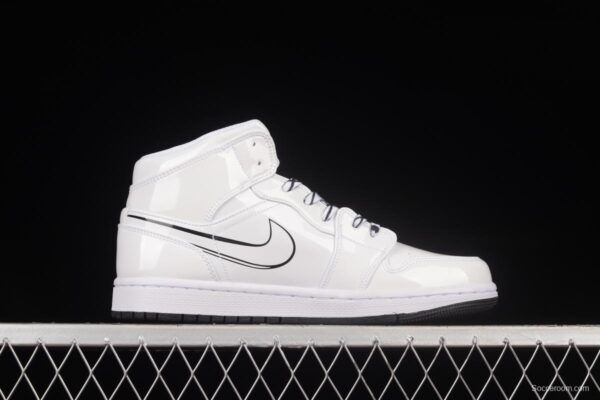 Air Jordan 1 Mid GS Schematic White Graffiti Zhongbang Basketball Shoes DQ1864-100 - Image 15