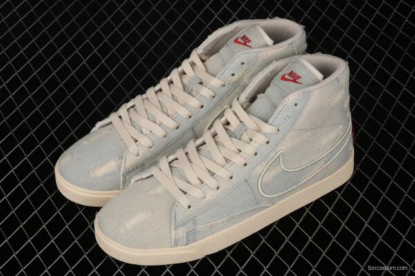 Levi's Strauss x NIKE Blazer Mid Retro Trail Blazers hole-breaking jeans AV9375-007 leisure sports board shoes - Image 9