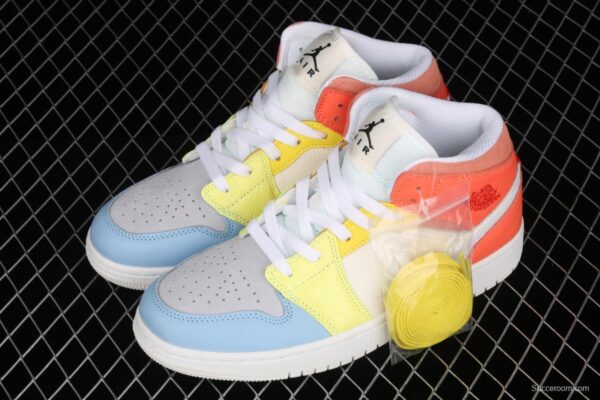 Air Jordan 1 Mid color stitching basketball shoes DJ6908-100 - Image 10