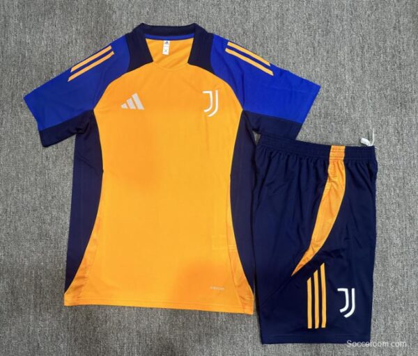 24/25 Kids Juventus Orange/Navy Short Sleeve Jersey+Shorts - Image 2