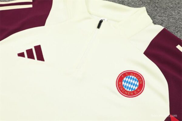 24/25 Kids Bayern Munich Light Yellow/Wine Half Zipper Jacket+Long Pants - Image 12