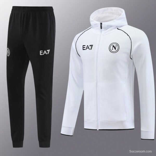 23/24 Napoli White Full Zipper Hoodie Jacket+Pants - Image 7