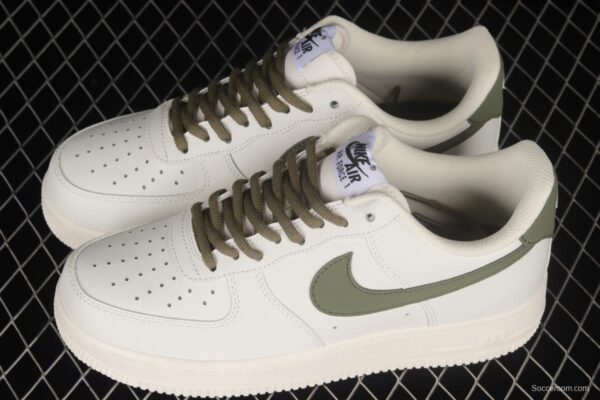 NIKE Air Force 1'07 Low Beige, White and Green Color Matching Low-Top Casual Sneakers CQ5059-110 - Image 10