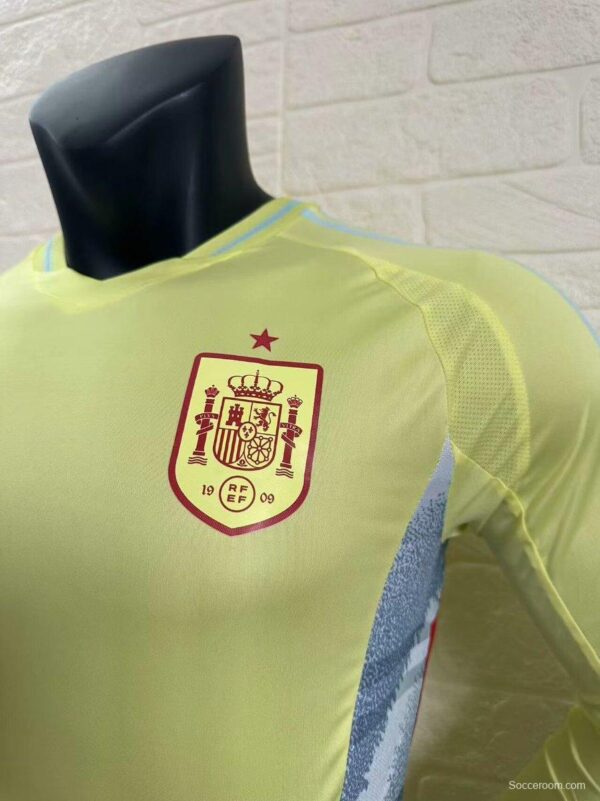 Player Version 2024 Spain Away Yellow Long Sleeve Jersey - Image 6
