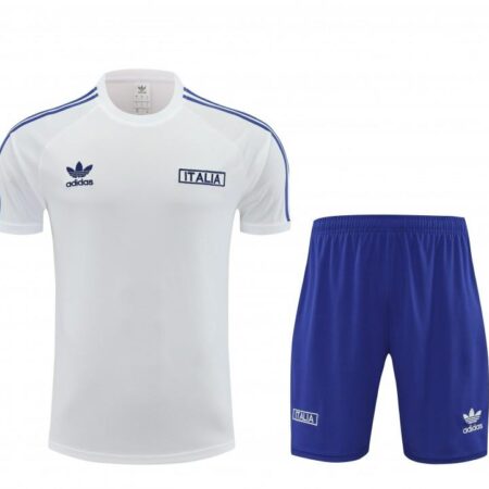 2024 Italy White Cotton Short Sleeve Jersey+Shorts