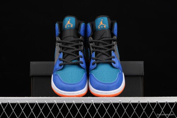 Air Jordan 1 Mid lacquered leather black blueberry Zhongbang basketball shoes 554725-440 - Image 13