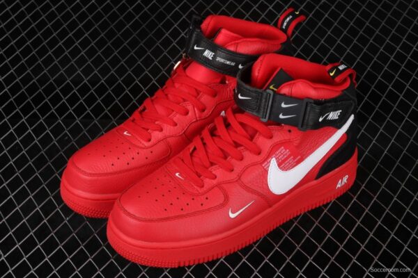 NIKE Air Force 1 Mid'07 Lv8 red and black OW letter casual board shoes 804609-605 - Image 9