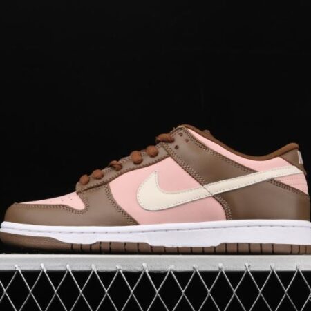 Stussy x SB DUNK Low Pro Cherry cherry pink brown skateboard shoes with low uppers 304292-671