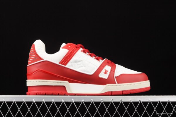 Authentic LV 2021ss early spring fashion catwalk sneakers 410N RED WHITE - Image 16