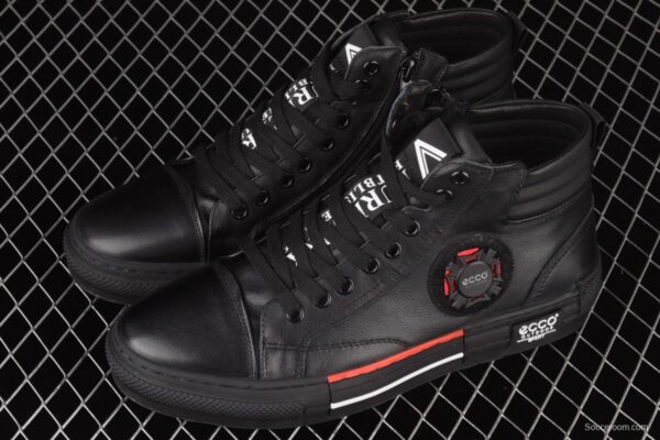 ECCO super soft head leather matching color men's high-top casual board shoes 43050101001 - Image 10