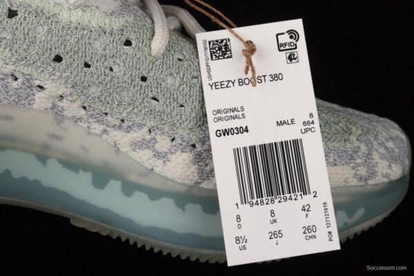 Adidas Yeezy 380 Alien Blue GW0304 Kanye jointly limited coconut 380 blue alien 3M reflective running shoes - Image 7