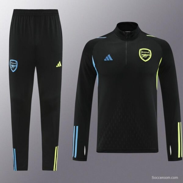 23/24 Arsenal Black Half Zipper Jacket+Pants - Image 7